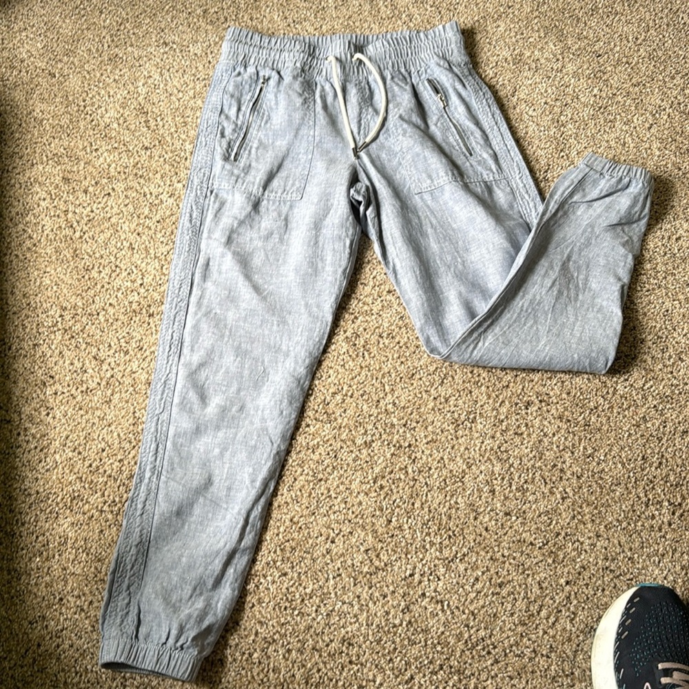 Linen joggers light blue